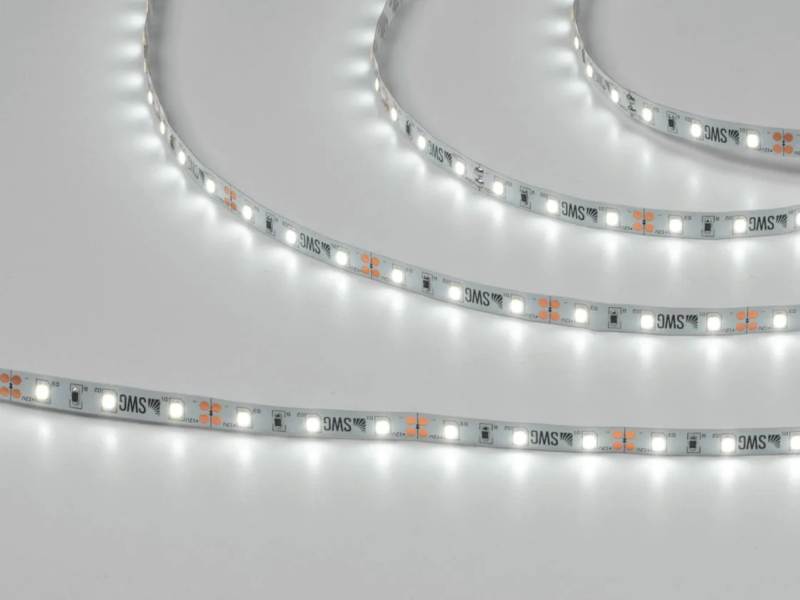 SWG Светодиодная лента 2835, 60 LED/м, 6,3 Вт/м, 12В , IP20, Цвет: Холодный белый, SWG260-12-6.3-W-M